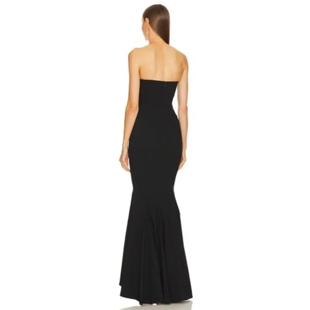 Strapless Black Maxi Evening Gown
